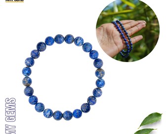 ラピスラズリ宝石ブレスレット：天然パイライト、第三の目チャクラ