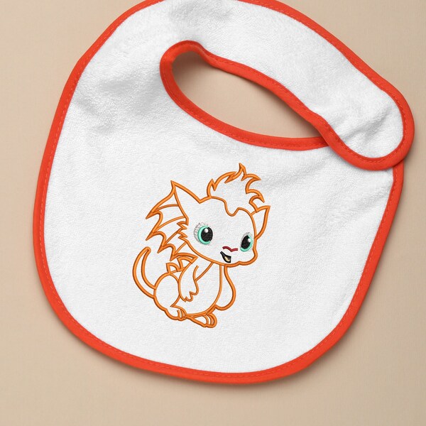 Baby Bibs Embroidery Applique Design, Dragon Embroidery for kids Clothing, Baby shower Gift, Instant Download