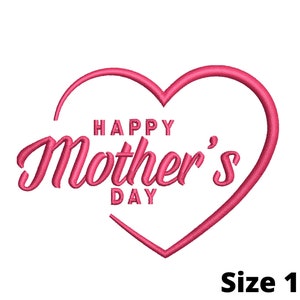 Mothers Day Heart Embroidery, Mama floral Machine Embroidery, 4 Sizes, Mom Embroidery Pes, Instant Download