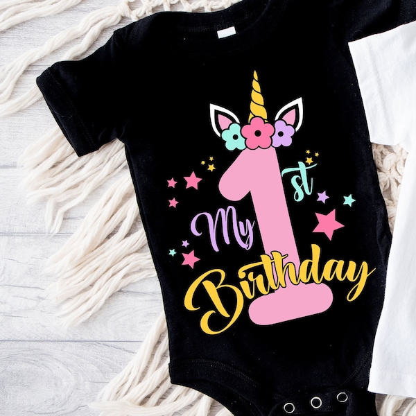 My 1st Birthday Svg Png, Unicorn Birthday Svg, Clipart, Custom Unicorn Birthday, Cricut, Vinyl Cut File, Silhouette, Printable Design File