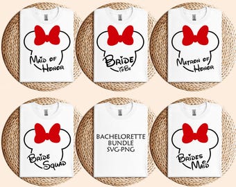 Bridal Party Mousehead Designs Bundle SVG PNG, Team Bride Svg, Bride Squad Svg, Bride Vacation Trip SVG, Cut File, Cricut, Sublimation