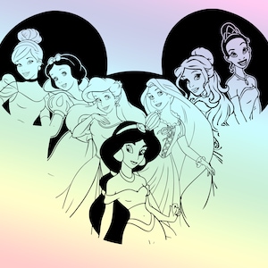 All Princesses Ears Png Svg, Princess Mouse Head Designs, Family Trip Svg, Cut Fİle, Clipart, Instant Download