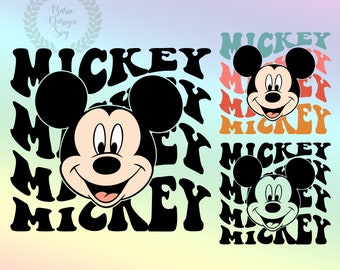 Wavy Mickeyy Svg Png Cricut, Retro Family Trip Svg Png, Cricut, Layered by Color, Clipart, Vinyl Cut File, Silhouette, Printable Design File