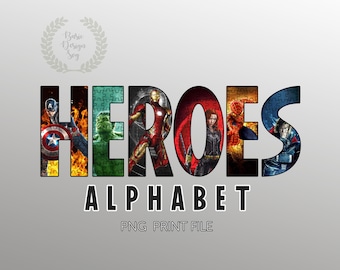 Superheld Alphabet Schrift Png Bundle, Superheld Buchstabe Schrift Clipart, Instant Download
