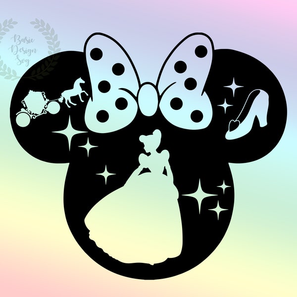 Princess Design Svg Png, Family Custom Svg, Princess Mouse Ear Designs, Silhouette, Vinyl Cut Fİle, Clipart, Instant Download