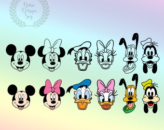 Paquete Mickeyy Donald Minniee Daisy Pluto Goofy Svg Png, Cricut, paquete Mickeyy y amigos, archivo de corte, silueta, archivo de diseño imprimible