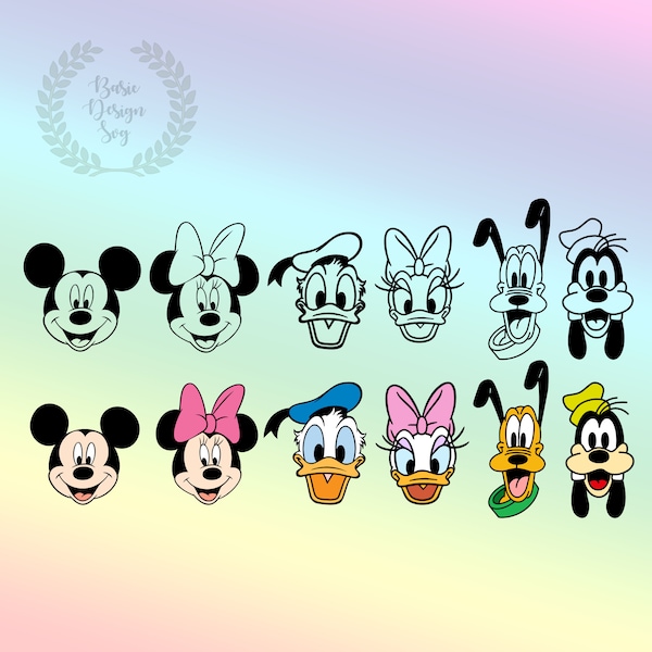 Mickeyy Donald Minniee Daisy Pluto Goofy Svg Png Bundle, Cricut, Mickeyy and Friends Bundle, Cut File, Silhouette, Printable Design File