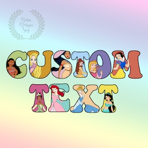 Texto personalizado con alfabeto de princesa PNG, clipart, descarga instantánea, sublimación
