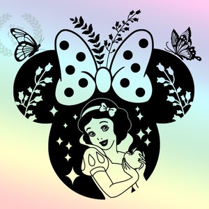 Snow Whitee in Nature Svg, Princess Mouse Head Svg, Cricut, Instant Download, Cut File, Silhouette, Vinyl Cut File, Clipart