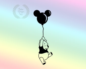 Globo con Winnie the Pooh SVG PNG, camiseta de Pooh SVG PNG, Cricut, clipart, archivo de corte de vinilo, silueta, archivo de diseño imprimible