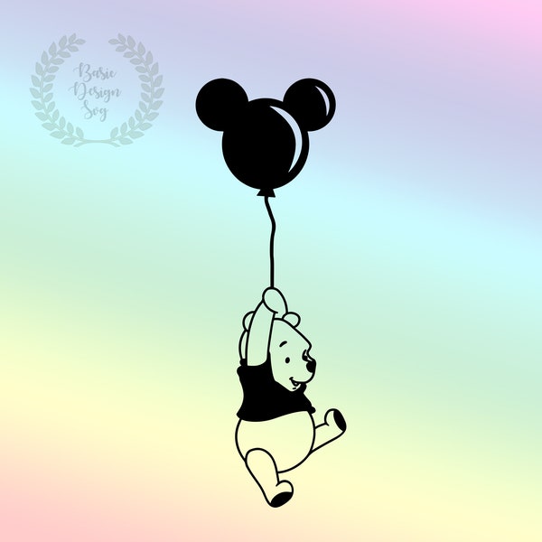 Balloon With Winnie The Pooh Svg Png, Pooh Shirt Svg Png, Cricut, Clipart, Vinyl Cut File, Silhouette, Printable Design File