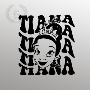 Retro Tianaa Svg, Svg For Cricut, Princess Wavy Text Designs, Cut File, Clipart, Instant Download