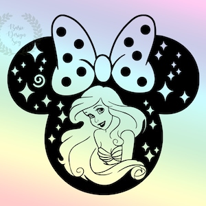 Princess Ariel Svg, Ariel Cricut Svg, Mermaid Cricut Svg, Princess Mouse Head Designs, Cut Fİle, Clipart, Instant Download