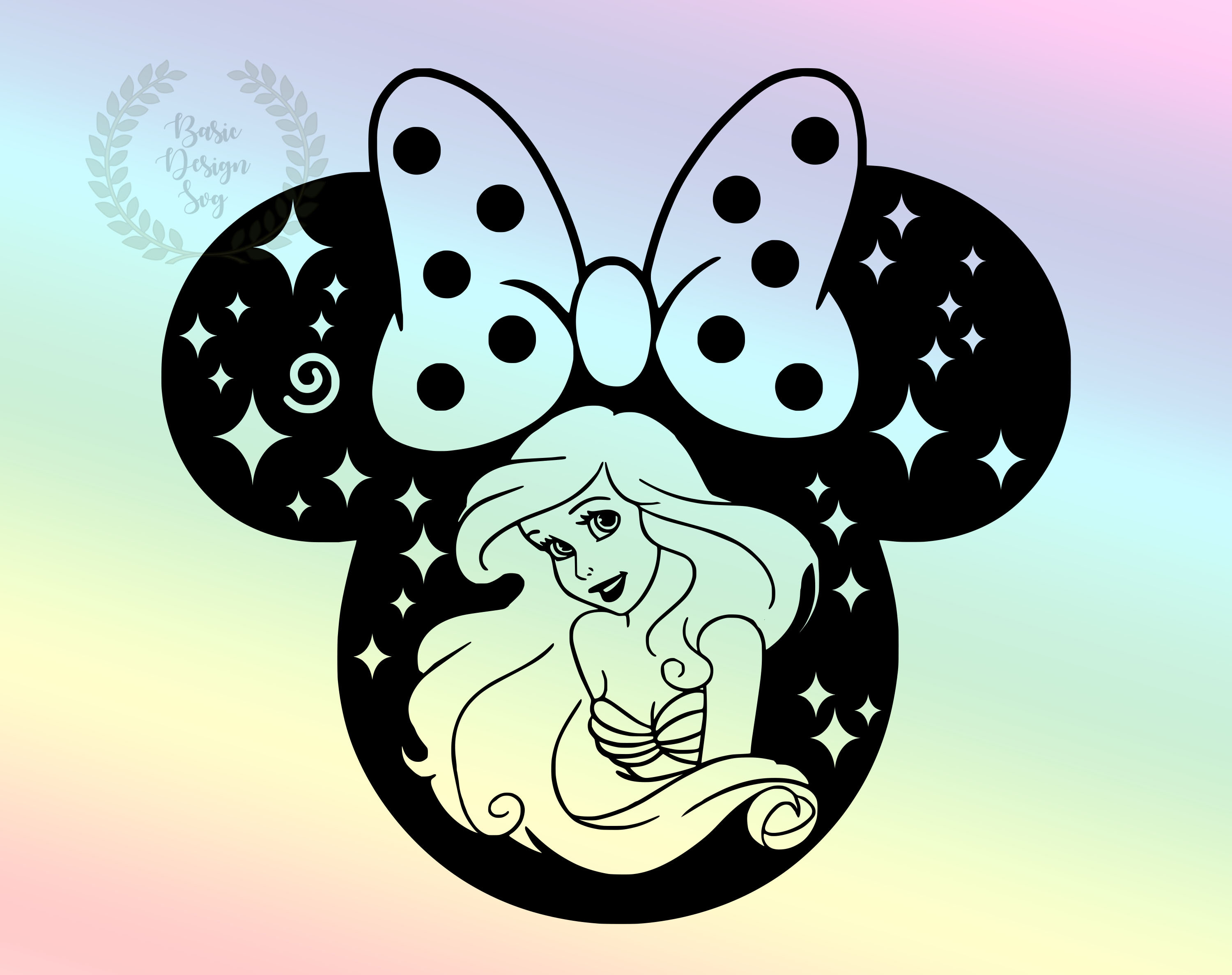Princess Ariel Svg, Ariel Cricut Svg, Mermaid Cricut Svg, Princess Mouse Head Designs, Cut Fİle, Clipart, Instant Download