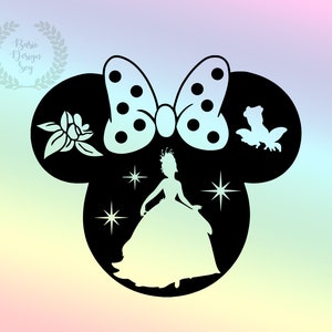 Princess Tianaa Design Svg Png, Family Custom Svg, Princess Mouse Ear Designs, Silhouette, Vinyl Cut Fİle, Clipart, Instant Download