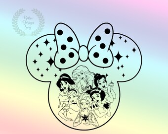 All Princesses Mouse Svg, Mouse Head Ear Svg, Family Vacation Trip 2022 Svg, Minnie Mouse Bow Svg, Cut File, Instant Download