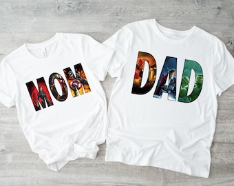 Avengers Heroes Mom and Dad Png, Heroes Psrents Shirt Png, All Team Heroes Design Png, Printable File, Instant Download, Sublimation Png