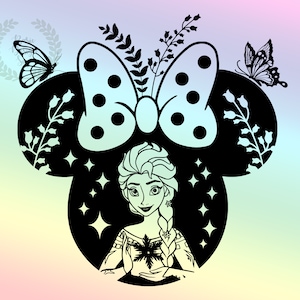 Elsaa in Nature Svg, Princess Mouse Head Svg, Cricut, Instant Download, Cut File, Silhouette, Vinyl Cut File, Clipart