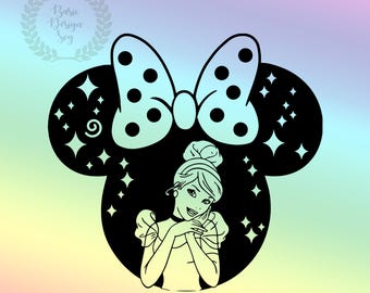 SVG de cabeza de ratoncita princesa, archivo de corte para cumpleañera (descarga digital)