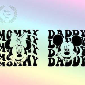 Mommy Daddy Svg, Mommy Mini Mouse Svg, Mickeyy Daddy Svg, Retro Mommy Mini Svg, Vinyl Cut File, Silhouette, Printable Design File