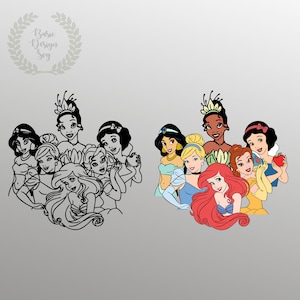 All Princesses Clipart, Svg, Png, Princess Design Svg, Cricut, Instant Download, Vinyl Cut File
