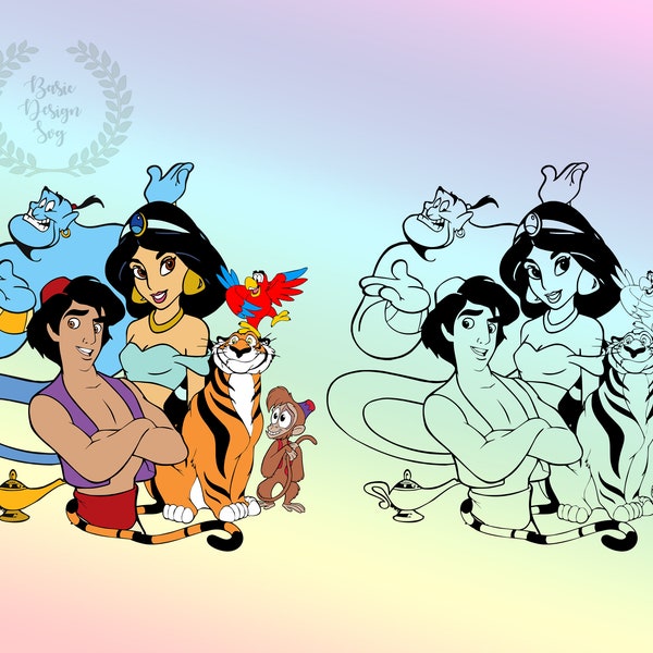 Aladdin Character Svg Png, Princess Yasmine Svg Png, Aladdin Family Design, Cricut, Instant Download, Vinyl Cut File, Printable Cut File