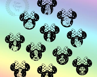 Paquete de princesas SVG PNG, diseño de contorno de princesas, viaje familiar SVG, regalo personalizado SVG, archivo de corte de vinilo