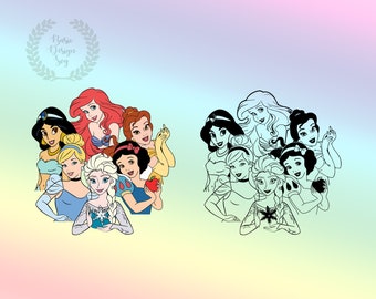 All Princesses Svg Png, Princess Design Svg, Cricut, Instant Download, Vinyl Cut File