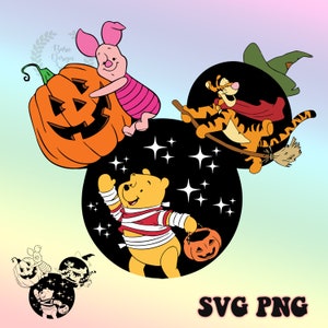 Winnie the Poooh Halloween Svg Png, Stratificato per colore Svg, Halloween Svg, Sublimazione, Cricut, Cutfile, Download istantaneo, Design stampabile