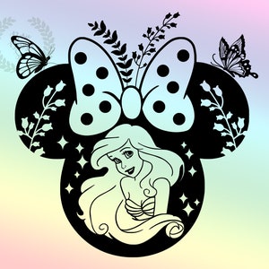 Ariell in Nature Svg Png, Cricut Svg, Little Mermaidd Svg, Princess Mouse Ear Designs, Silhouette, Vinyl Cut File, Clipart, Instant Download