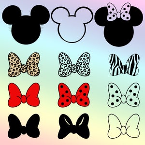 Mouse Head Bow Bundle SVG, Instant Download, Clipart, Cut File, Svg for Cricut, Printable File
