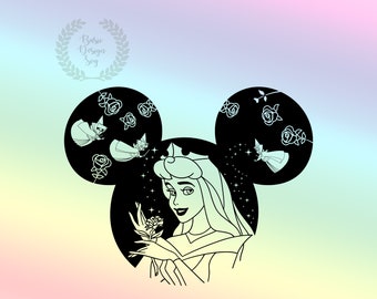 Princess Auroraa Svg Png, Princess Mouse Head Designs, Family Vacation Svg Png, Cricut, Cut File, Clipart, Instant Download