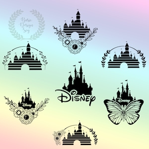 Bundle Floral Castle Silhouette SVG PNG, Family Vacation Svg, Customized Trip Svg, Instant Download, Cut File, Clipart, Clipart