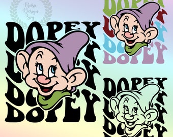 Wavy Dopey Svg Png Cricut, Retro Family Trip Svg Png, Cricut, Capas por color, Clipart, Archivo de corte de vinilo, Silueta, Archivo de diseño imprimible