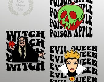 Die böse Königin und Giftapfel und Hexe Svg Png Cricut, Retro Familienausflug Svg, Cricut, Geschichtet nach Farbe, Clipart, Vinyl Schnittdatei, Silhouette