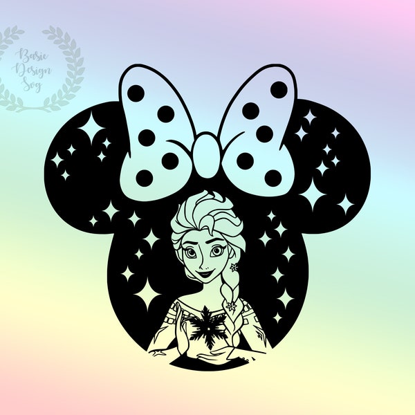 Elsaa Svg, Princess Mouse Head Designs, Cut Fİle, Clipart, Instant Download