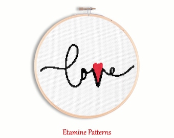 Love Cross Stitch Pattern Pdf, Valentine's Day Cross Stitch Pattern, Easy Cross Stitch Chart, For Valentine's Day Gift, Counted Cross Stitch