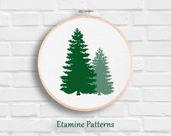 Tall Pine Tree Cross Stitch Pattern Pdf, Christmas Tree Cross Stitch Pattern Chart, Wall Decor For Christmas, Embroidery Pdf Pattern