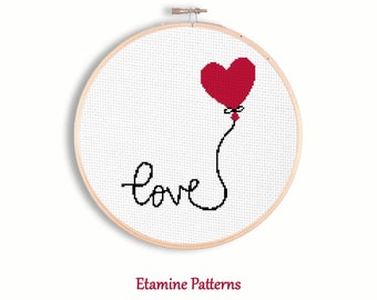Love Cross Stitch Pattern Pdf, Valentine’s Day Cross Stitch Pattern Chart, Love Text Cross Stitch, Modern Cross Stitch Patterns