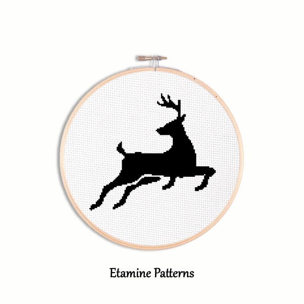 Deer Silhouette Cross Stitch Pattern, Animal Cross Stitch Pattern Pdf, Modern Hand Embroidery Pattern Chart, Digital Cross Stitch Deer Decor