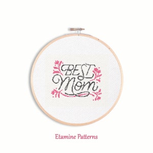 Mejor Mamá Patrón Punto De Cruz Pdf, Patrones Punto De Cruz Día De La Madre, Patrones Pdf, Punto De Cruz Regalo Hecho A Mano, Bordado A Mano Pdf