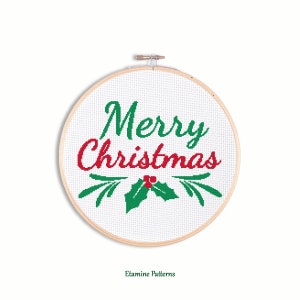 Merry Christmas Mistletoe Cross Stitch Pattern (PDF)