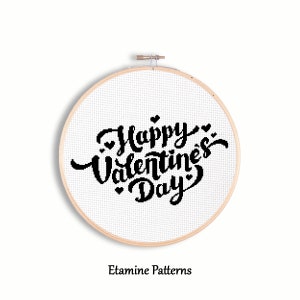 Happy Valentine's Day Cross Stitch  Pattern Pdf, Love Cross Stitch Pattern Chart, Digital Cross Stitch, Easy Cross Stitch Chart Text Xstitch