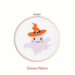 Halloween Ghost Cross Stitch Pattern Pdf, Modern Counted Cross Stitch Charts, Halloween Decor, Digital Embroidery Charts, Happy Halloween