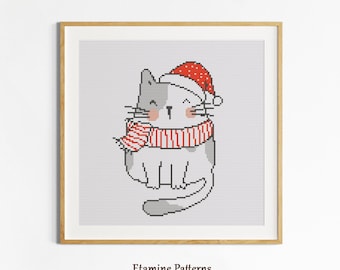 Weihnachtskatzen Kreuzstichmuster PDF
