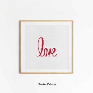 Handschrift Liebe Kreuzstich Muster, Valentinstag Kreuzstichmuster, einfache Xstitch Stickmuster, handgemachtes Geschenk Kreuzstich