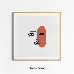 Abstract Face Cross Stitch Pattern: Modern Art, Boho Embroidery (PDF Pattern)