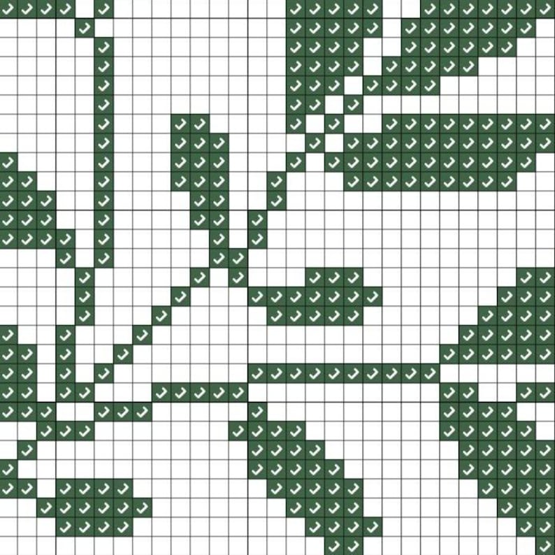 Green Leaf Corner Cross Stitch PDF Pattern, Minimal Botanical ...