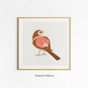Winter Bird Cross Stitch Pattern, Easy Forest Animal Hand Embroidery, Digital Download PDF Needlepoint Patterns, Wildlife Wall Decor Art
