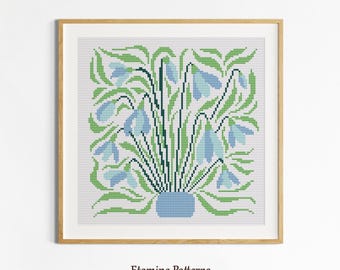Bouquet of Snowdrop Flower Cross Stitch PDF Pattern